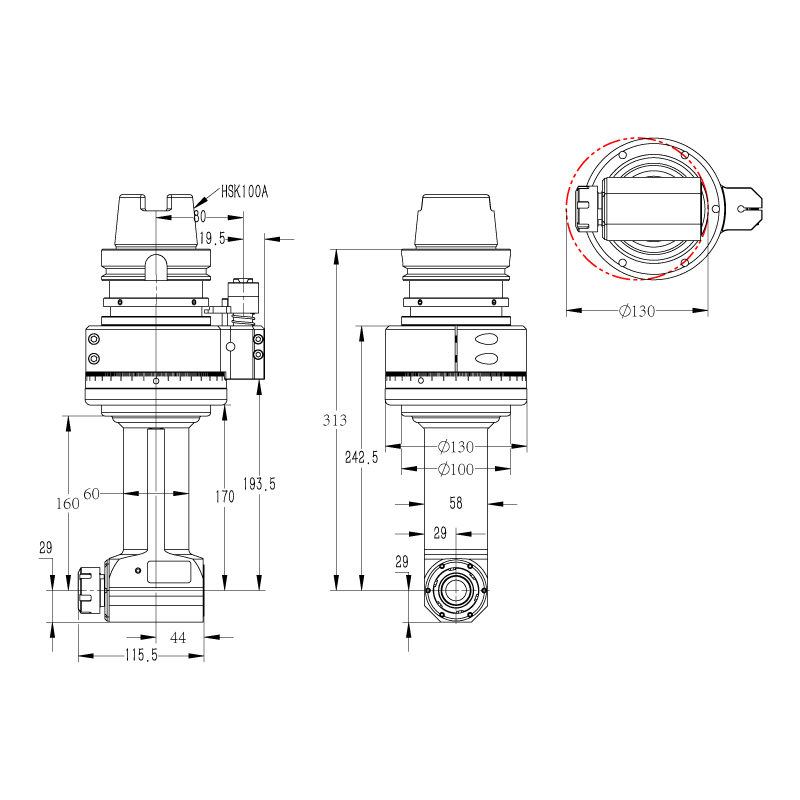 DK90-HSK100A-ER25-160